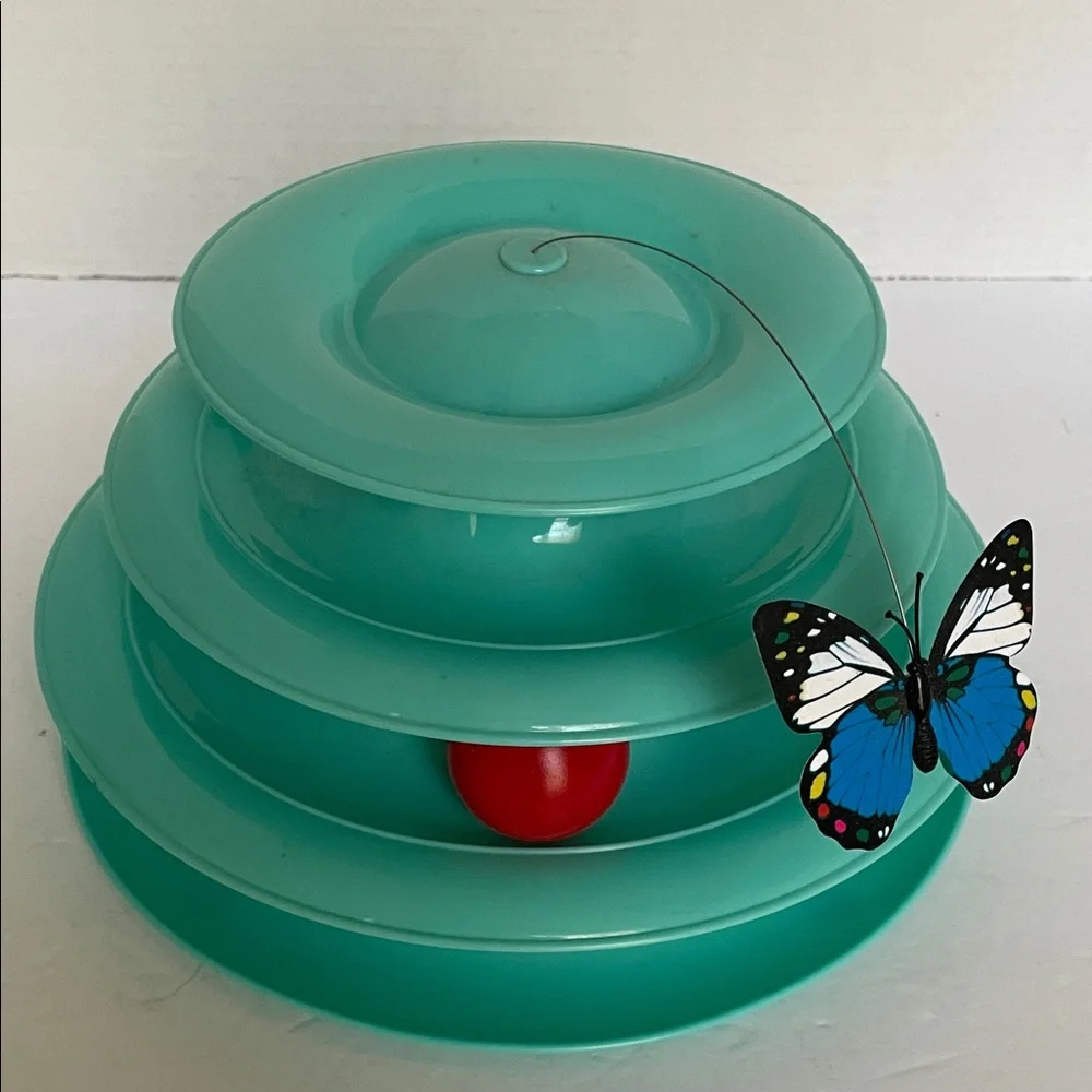 Interactive Cat Tower Toy with Butterfly and Ball